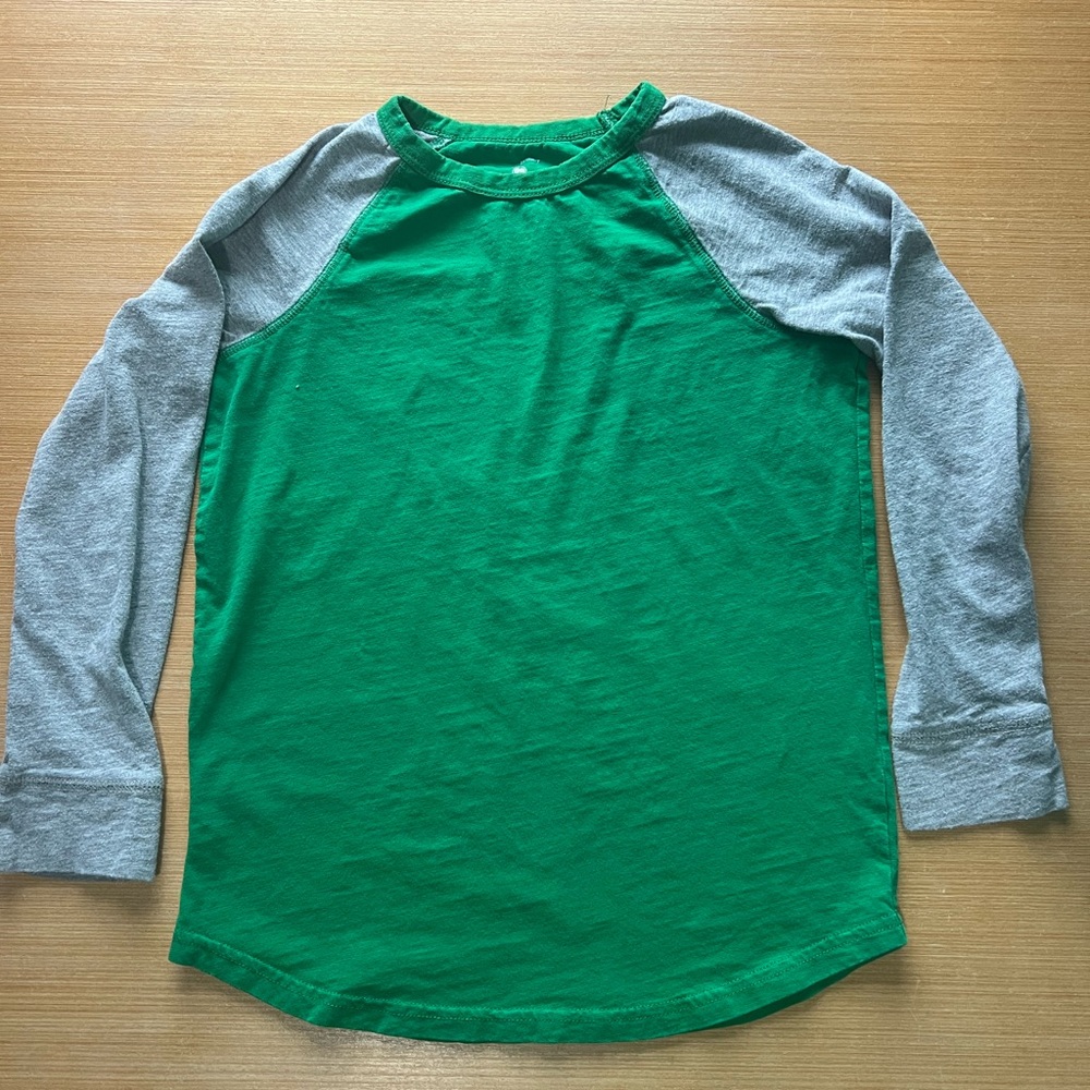 Primary Green and Gray Long Sleeve Raglan Tee